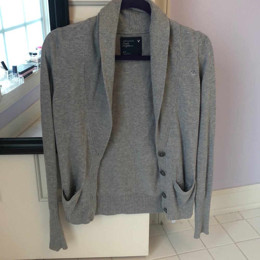 Grey American Eagle AEO Cardigan
